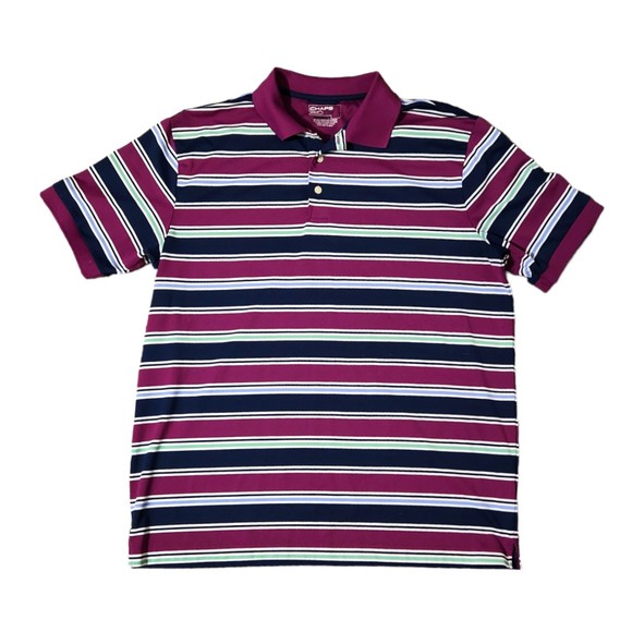 Chaps Other - CHAPS 78 Golf Polo Shirt Stay Dry Short Sleeve Purple Striped Mens Size Large